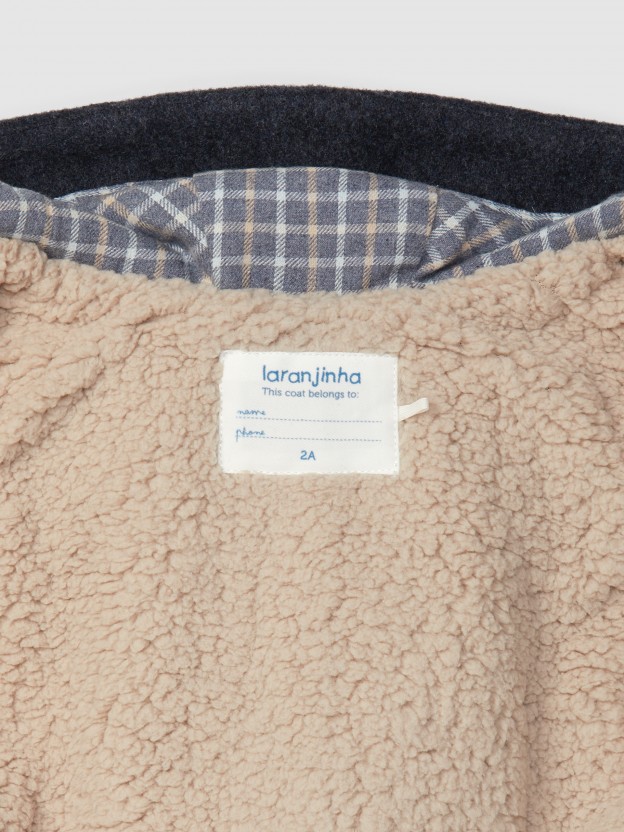 Hooded overcoat with pockets Hooded overcoat with pockets