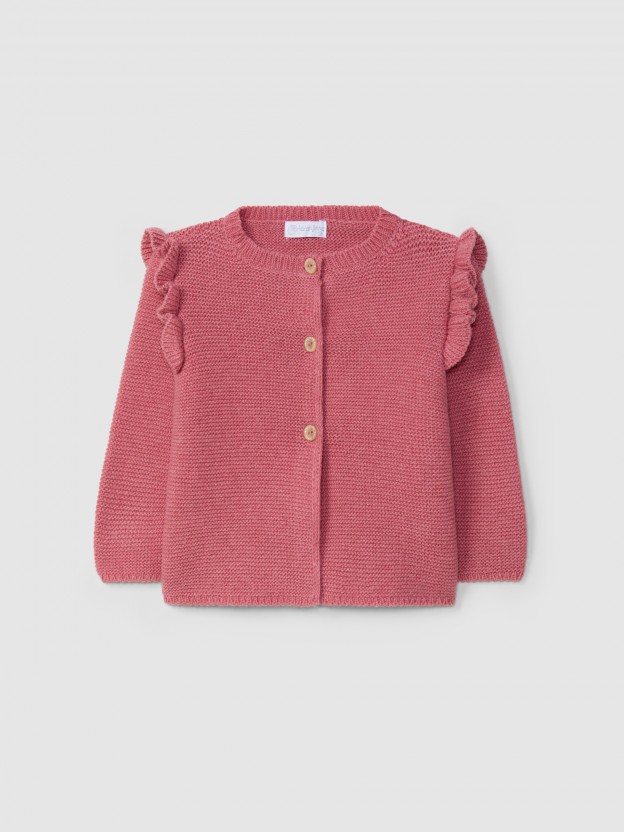 Knitted cardigan with ruffled detail Knitted cardigan with ruffled detail