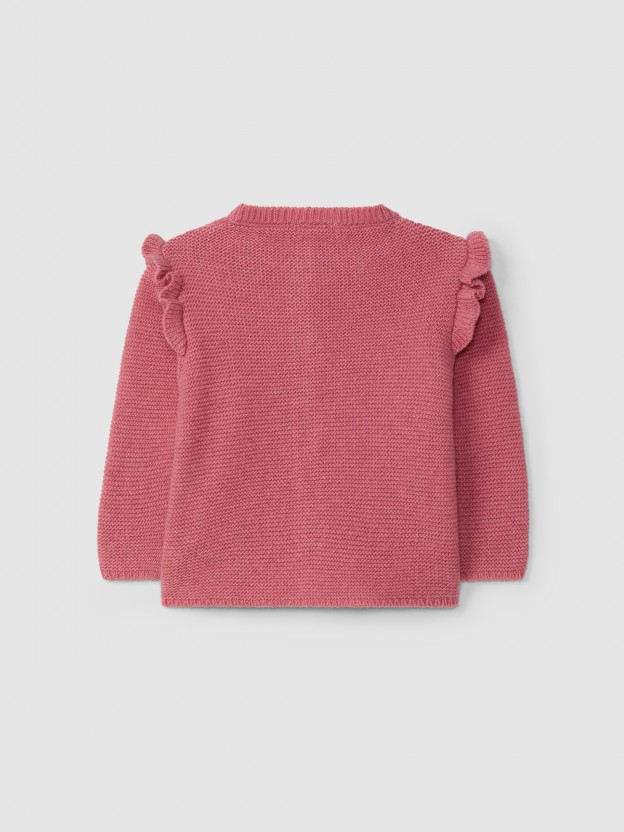 Knitted cardigan with ruffled detail Knitted cardigan with ruffled detail