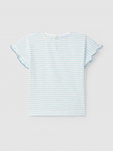 Striped T-shirt with ruffled sleeves Striped T-shirt with ruffled sleeves