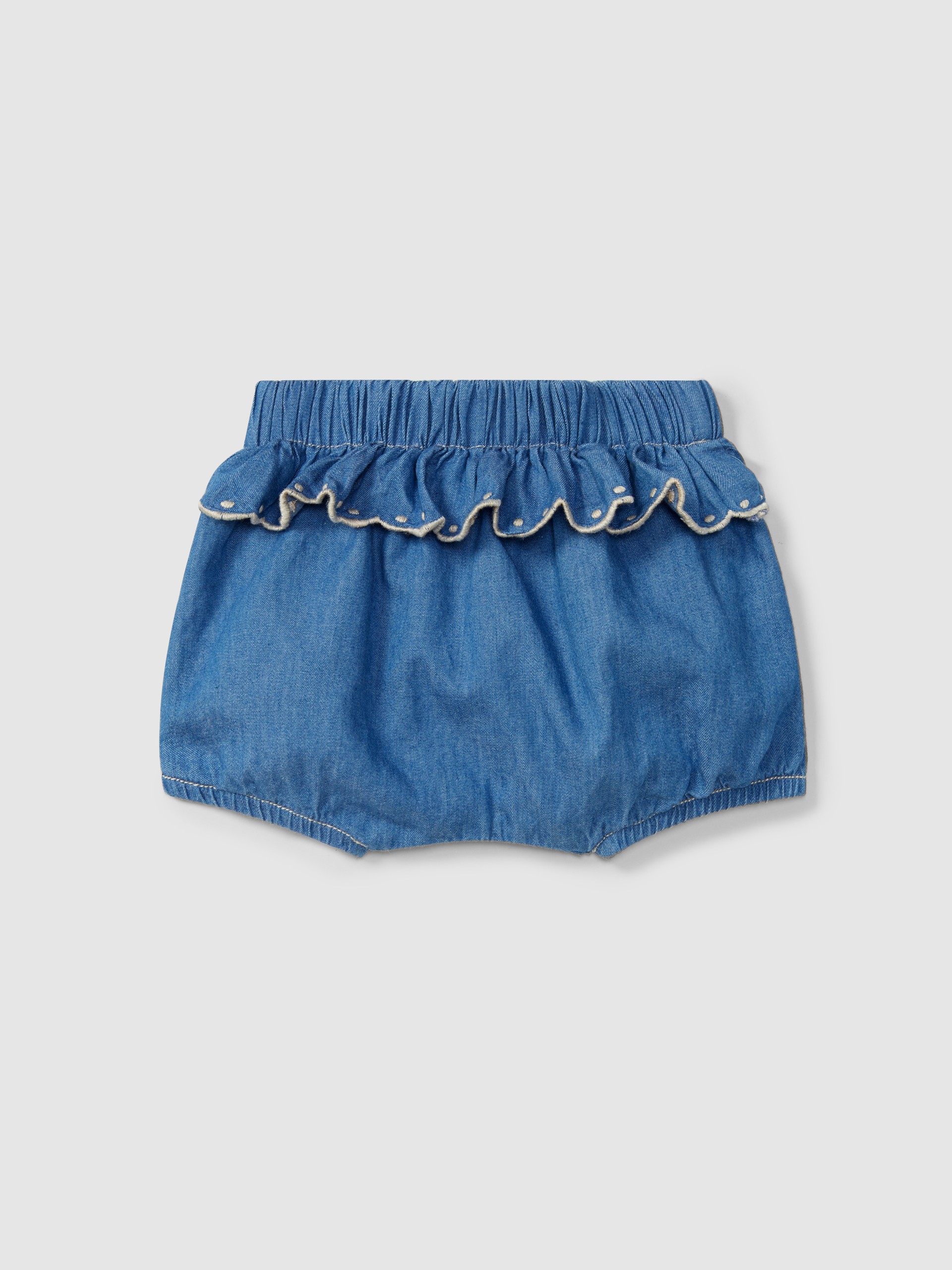 Pantalón pull-up vaquero fino con detalles bordados