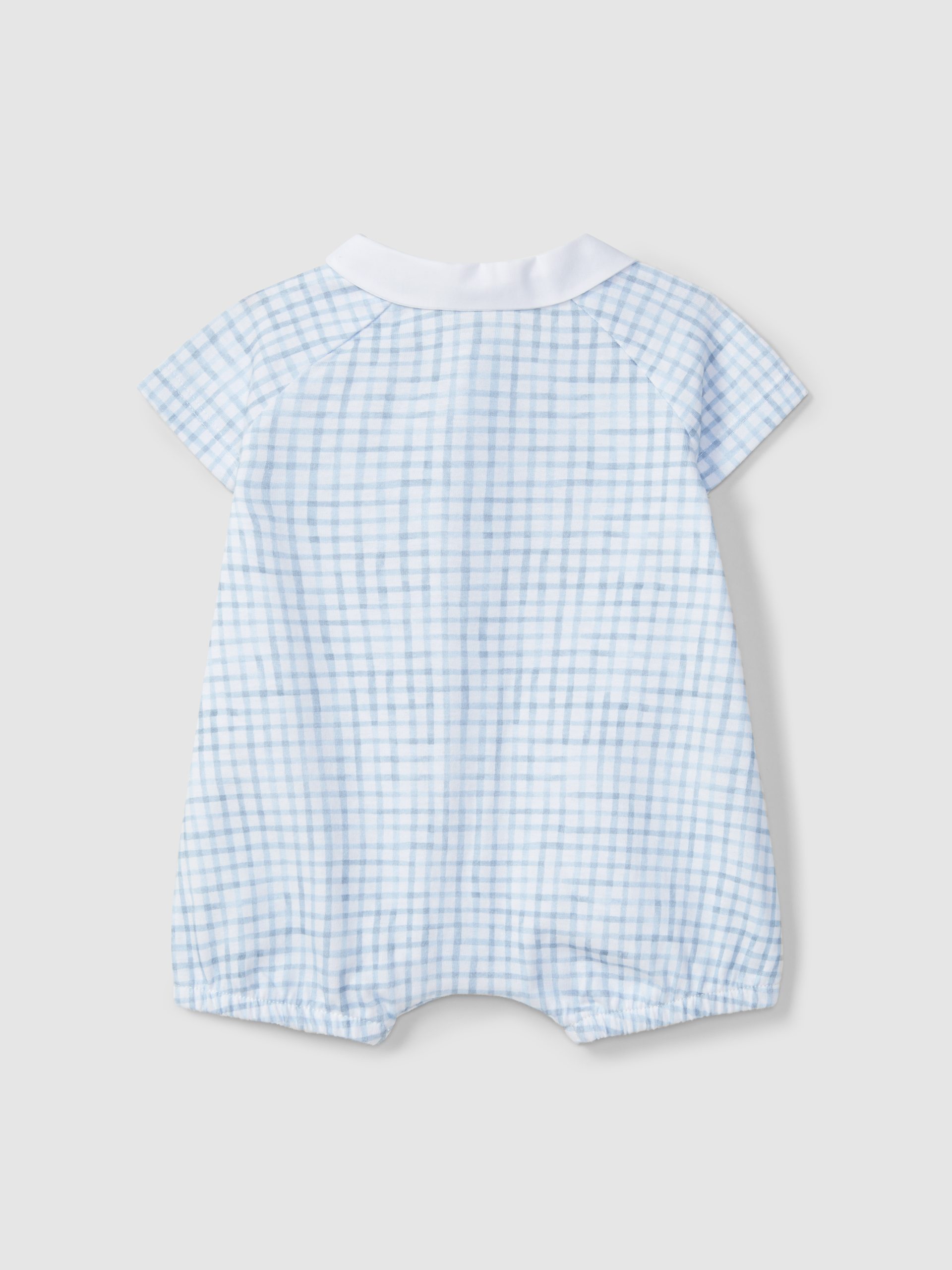 Checkered jersey short-leg romper