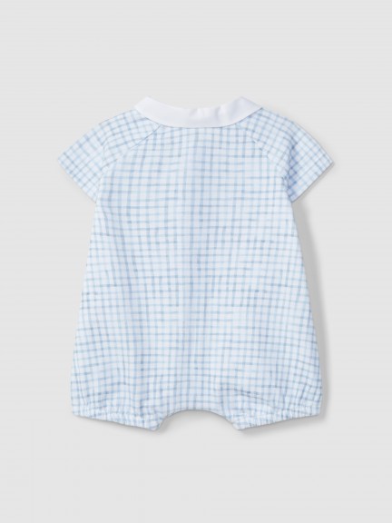 Checkered jersey short-leg romper Checkered jersey short-leg romper