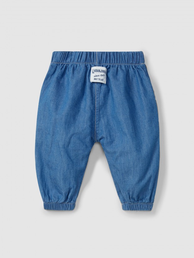 Thin denim pull-up pants Thin denim pull-up pants
