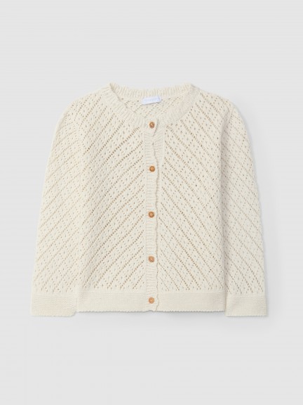 Cardigan knitted in ajour stitch Cardigan knitted in ajour stitch