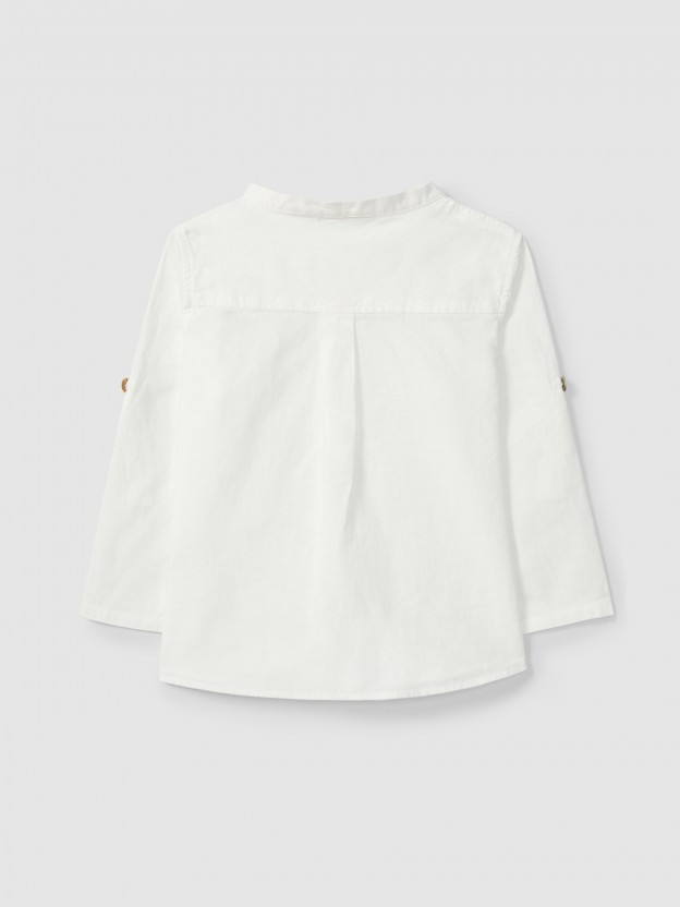 Shirt linen mandarin collar Shirt linen mandarin collar