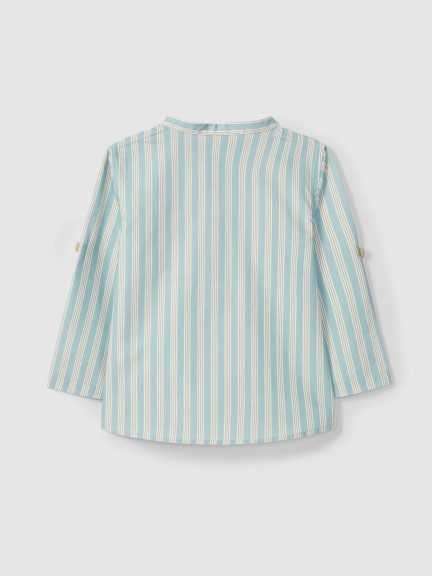 Shirt striped mandarin collar Shirt striped mandarin collar