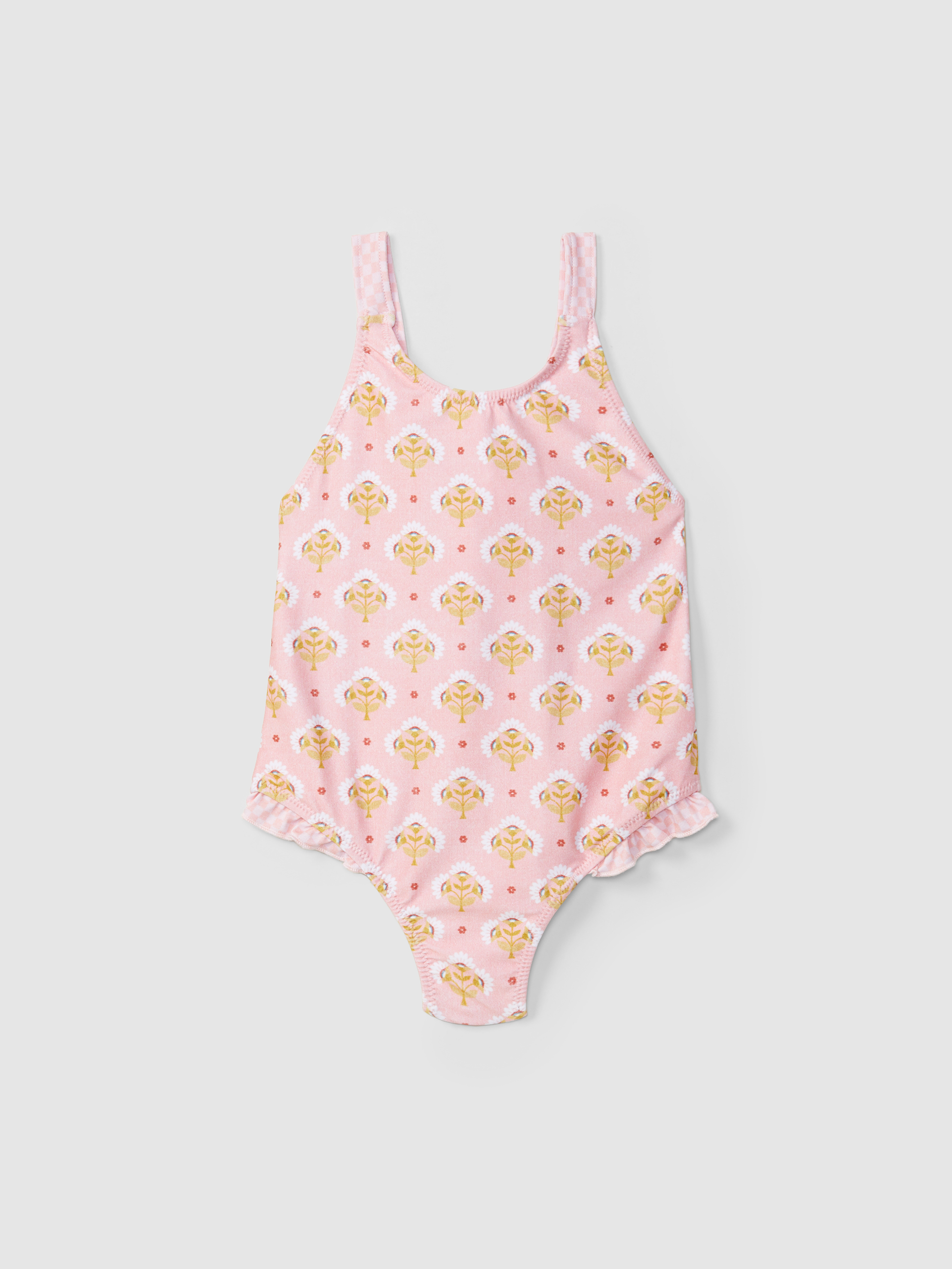 Swimsuit flowers and vichy check