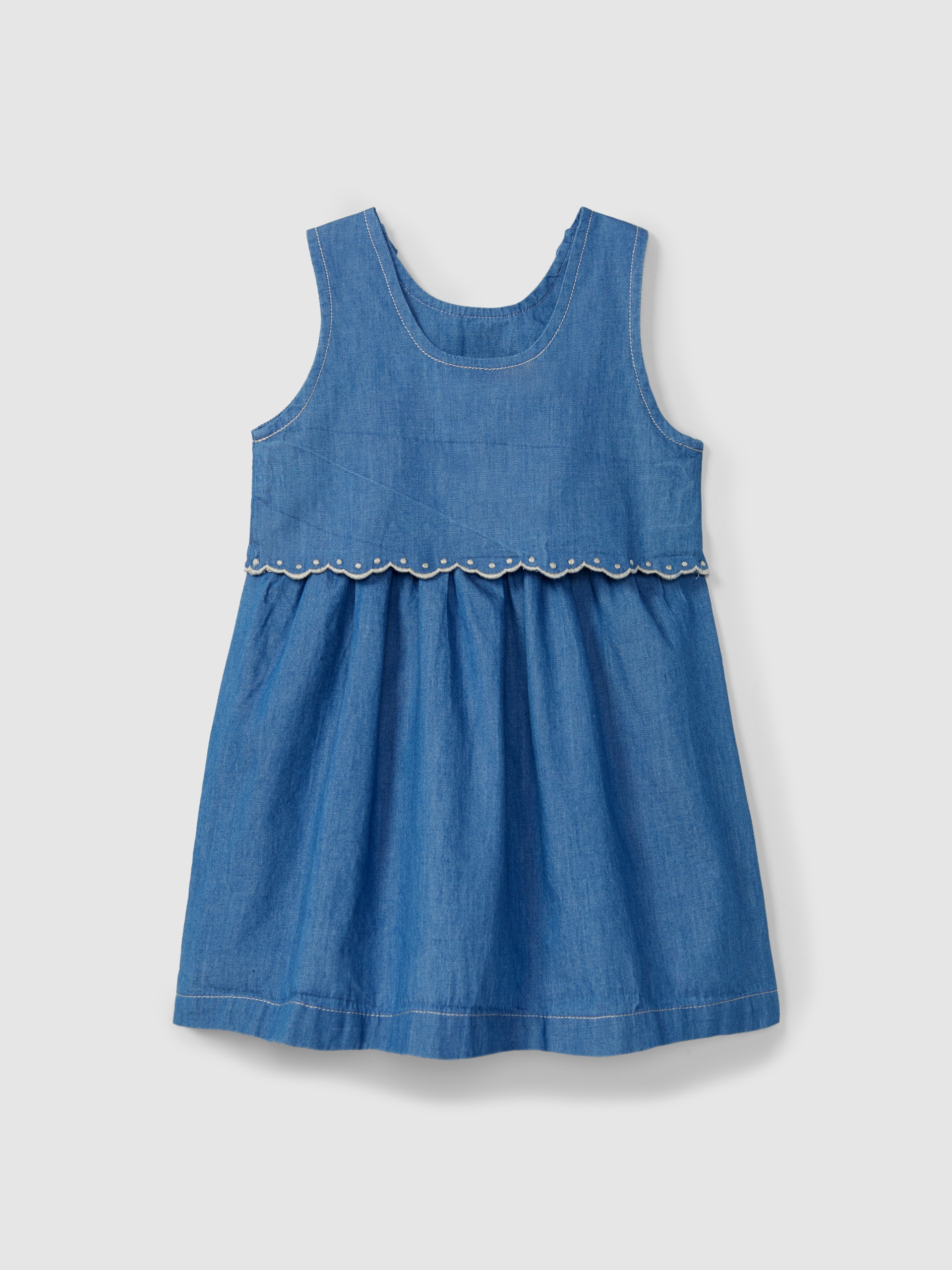 Thin denim dress with embroidered details