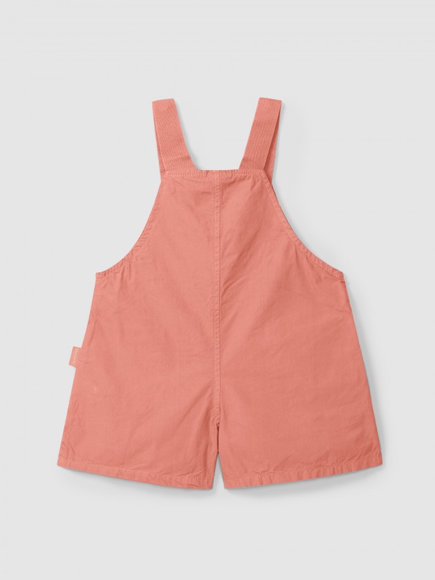 Twill dungaree shorts with rickrack detail Twill dungaree shorts with rickrack detail
