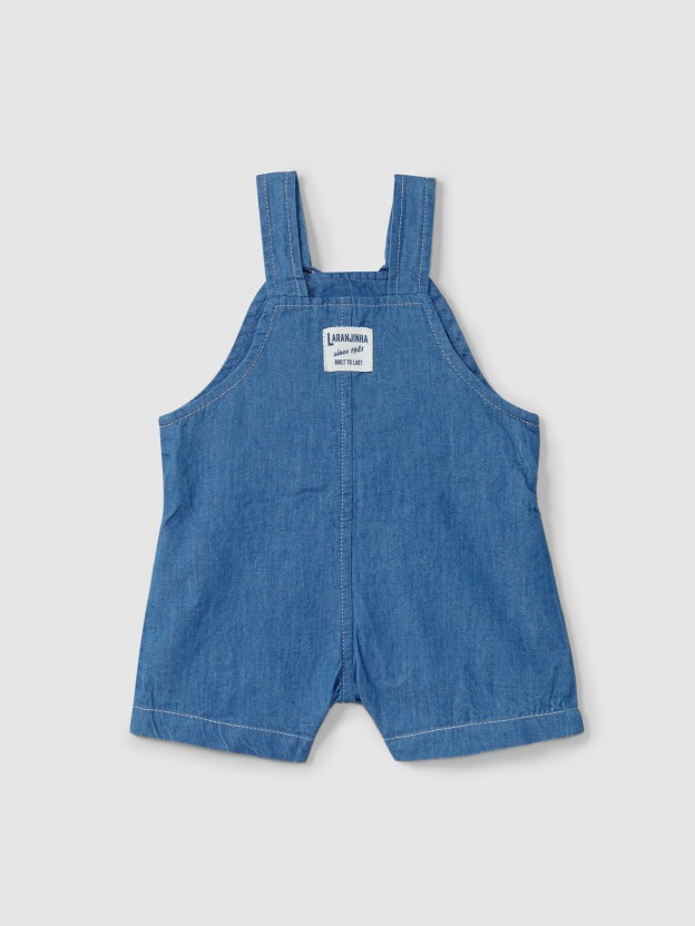 Short-salopette en jean fin