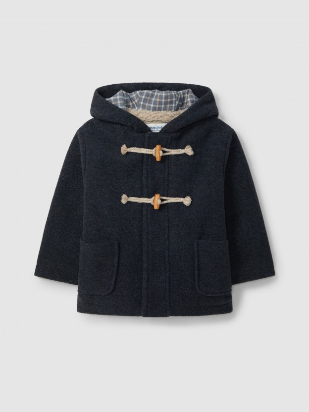 Hooded overcoat with pockets Hooded overcoat with pockets