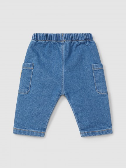 Pull-up denim pants with pockets Pull-up denim pants with pockets