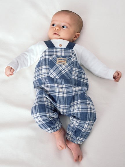 Two-in-one check waffle weave romper Two-in-one check waffle weave romper
