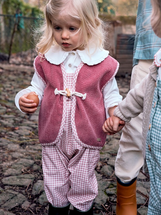 Vichy check dungarees ruffled detail