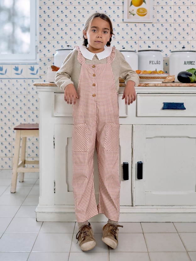 Dungarees vichy check and ruffled detail Dungarees vichy check and ruffled detail