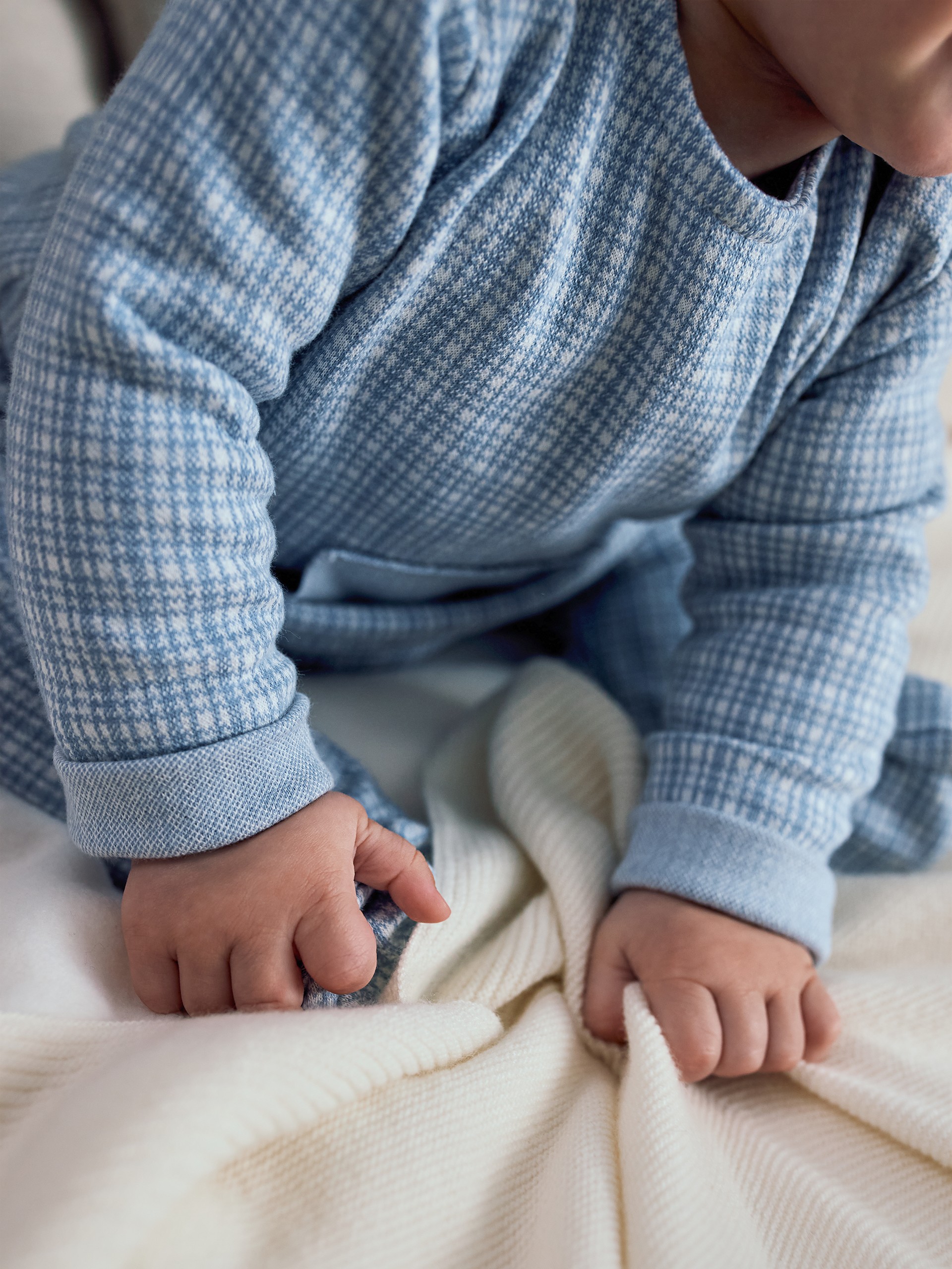 Fato de duas peças em malha jacquard com quadricula