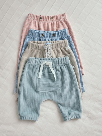 Calças pull-up em malha jacquard com quadricula Calças pull-up em malha jacquard com quadricula