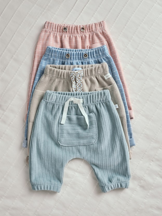 Pantalon pull-up en coton biologique avec cordon d�coratif