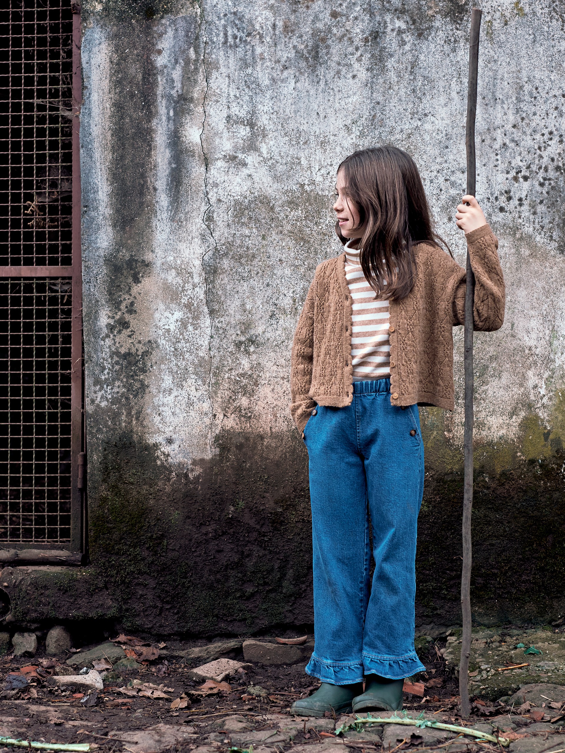 Pantalon en jean avec détail de volant
