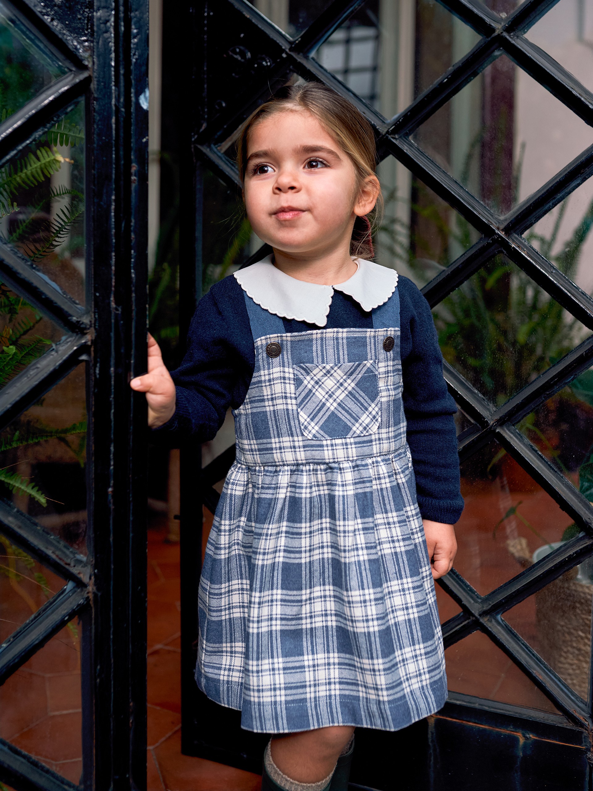 Check pinafore dress