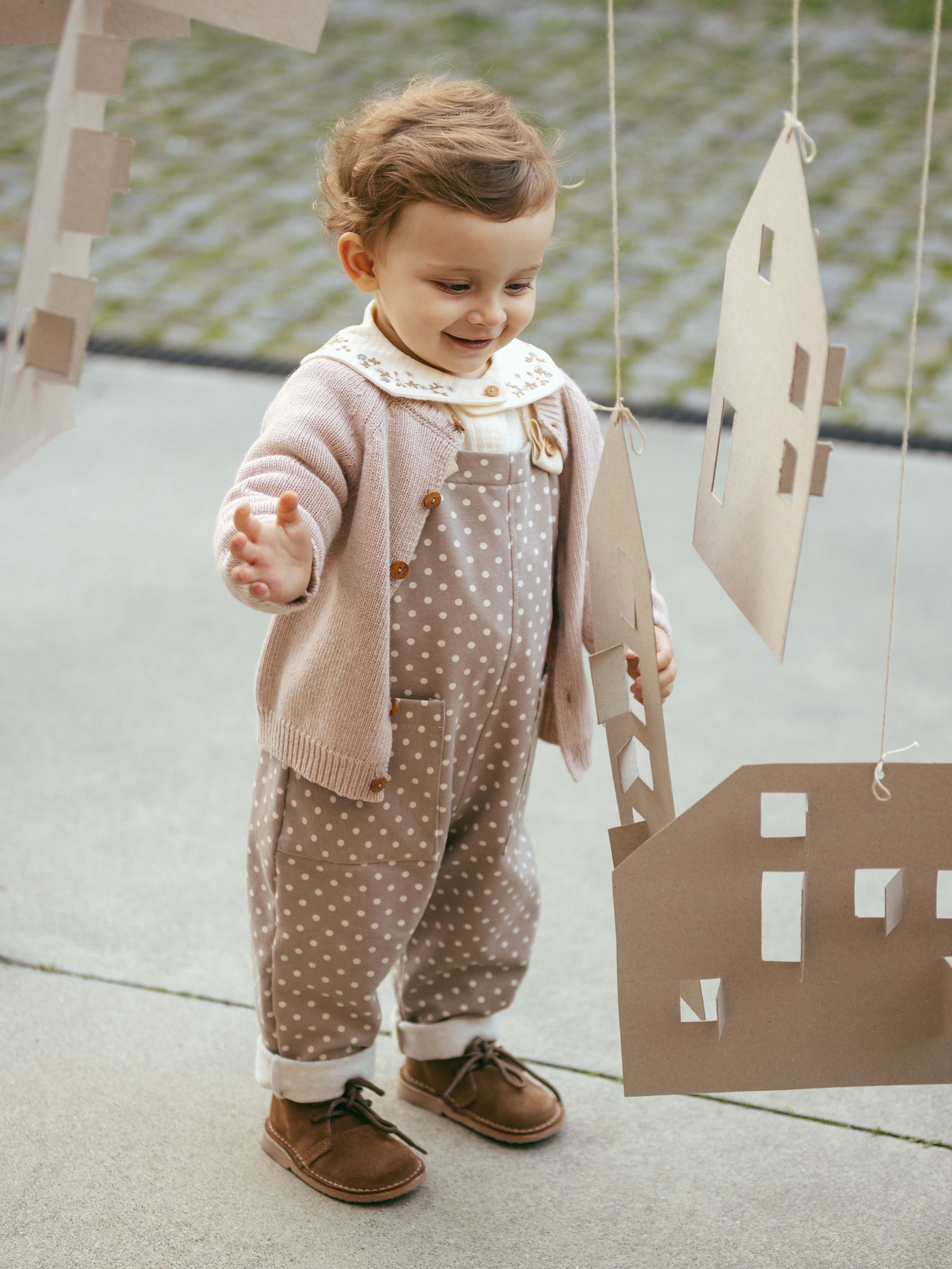 Printed dungarees with pockets