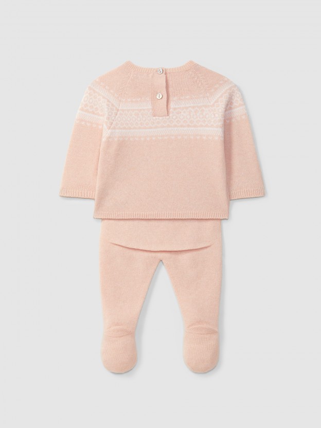 Traje tricotado de dos piezas con jacquard