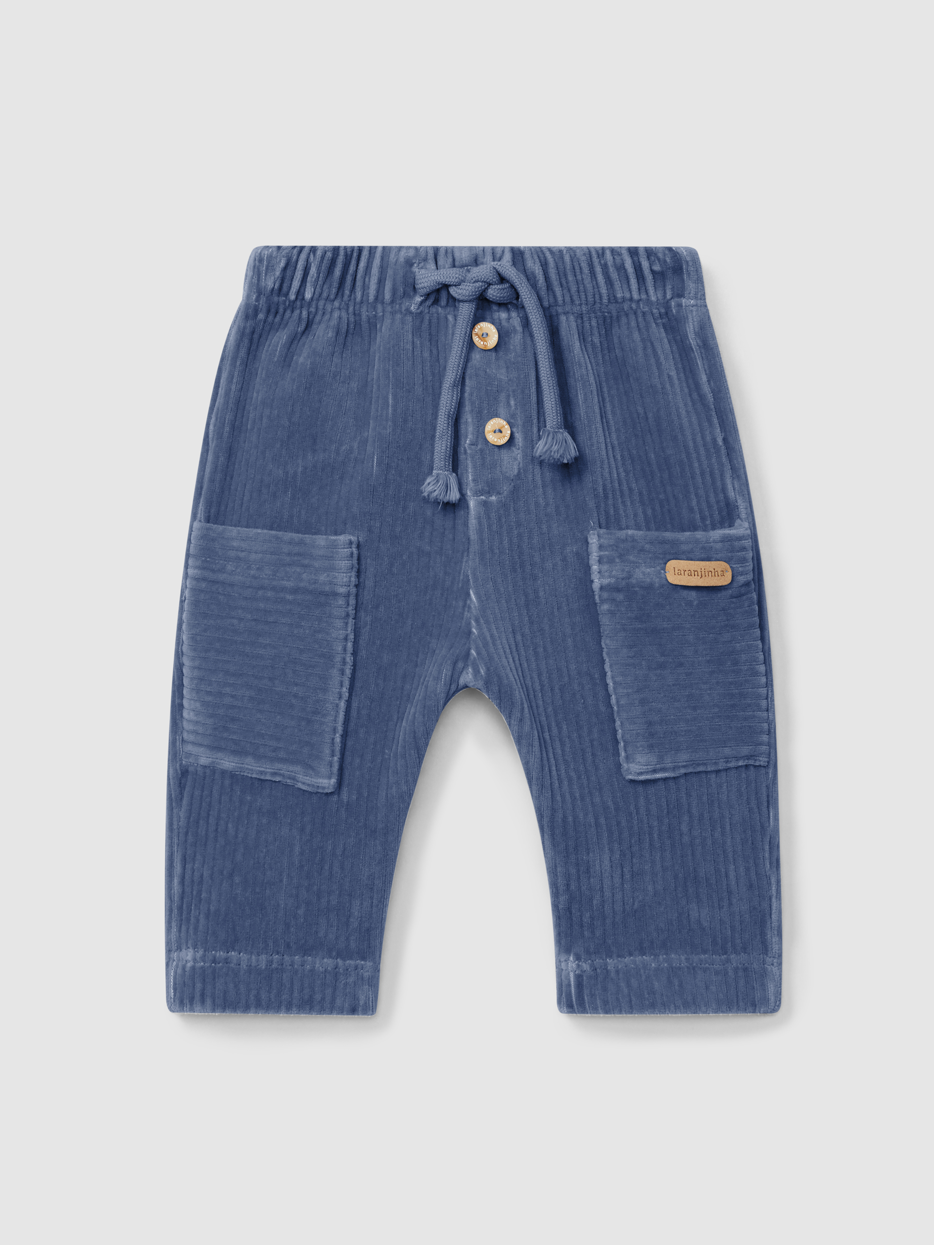 Pantalón pull-up en tela tipo pana con bolsillos