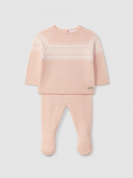 Traje tricotado de dos piezas con jacquard
