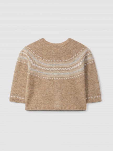 Jacquard knitted cardigan crew neck Jacquard knitted cardigan crew neck