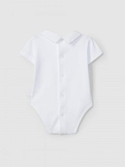 Short-sleeved bodysuit with pointy collar Short-sleeved bodysuit with pointy collar