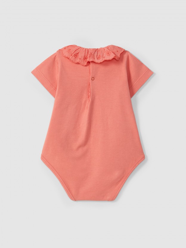 Body gola de folho com bordado ingl�s