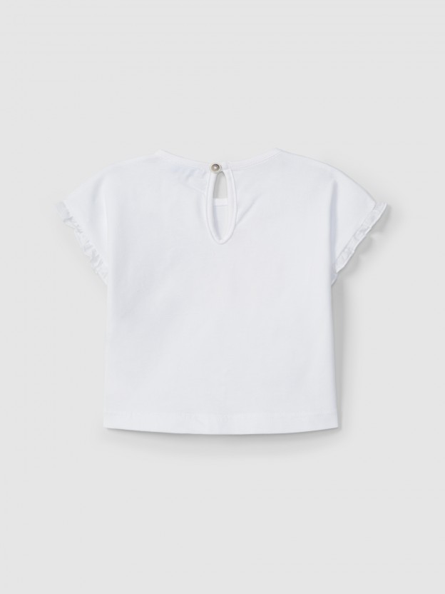 Camiseta flores de ganchillo Camiseta flores de ganchillo