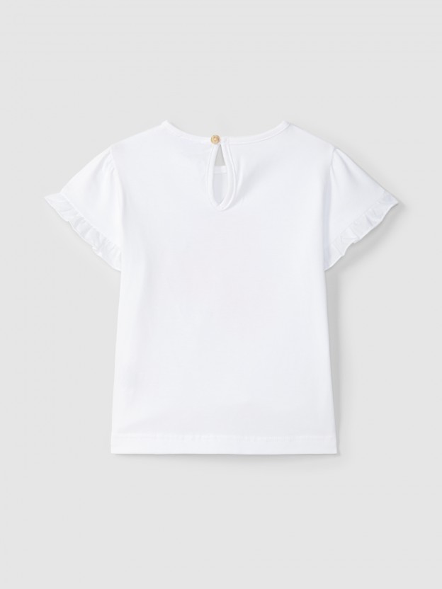 Printed T-shirt with embossed detail Printed T-shirt with embossed detail