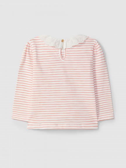 Longsleeve rayures avec broderie anglaise Longsleeve rayures avec broderie anglaise