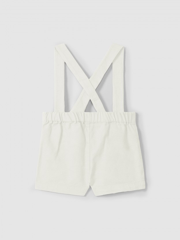 Short à bretelles en tissu uni Short à bretelles en tissu uni