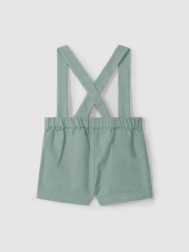 Plain fabric shorts with suspenders