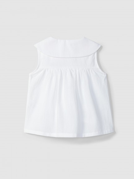 Blouse coton texturé et broderie Blouse coton texturé et broderie