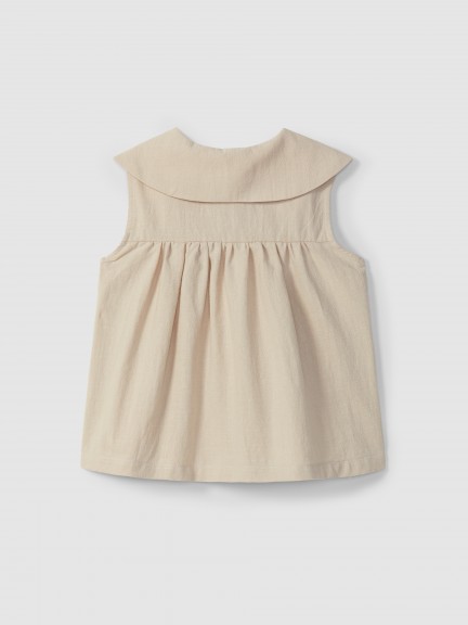 Blusa algodón texturizado y bordado Blusa algodón texturizado y bordado
