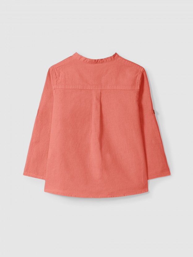 Shirt linen mandarin collar Shirt linen mandarin collar