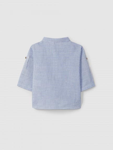 Shirt mandarin collar checkered Shirt mandarin collar checkered