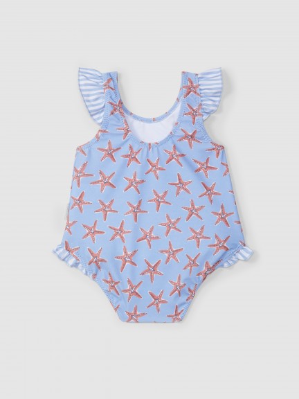 Starfish swimsuit and striped ruffled detail Starfish swimsuit and striped ruffled detail