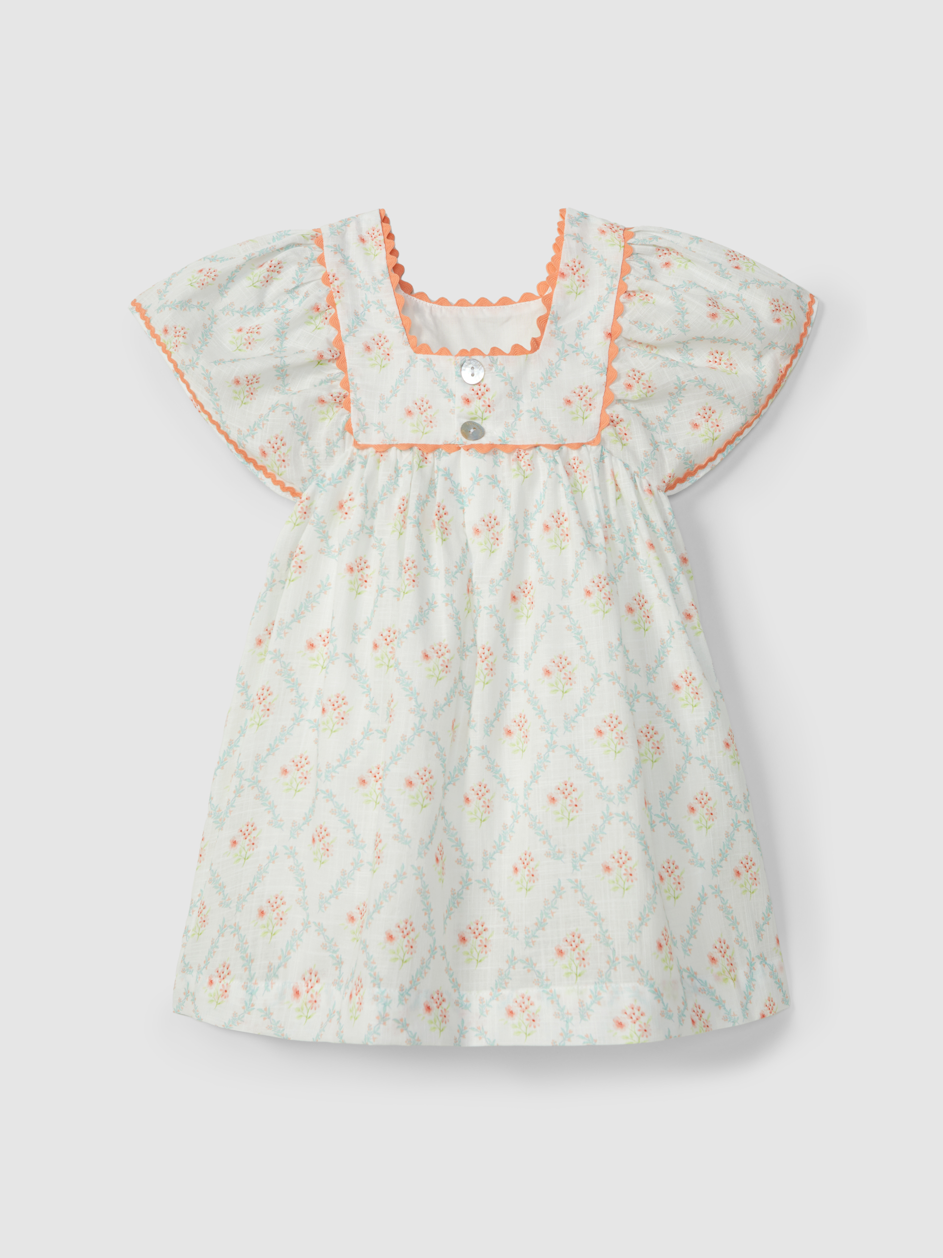 Vestido floral com detalhe de espiguilha