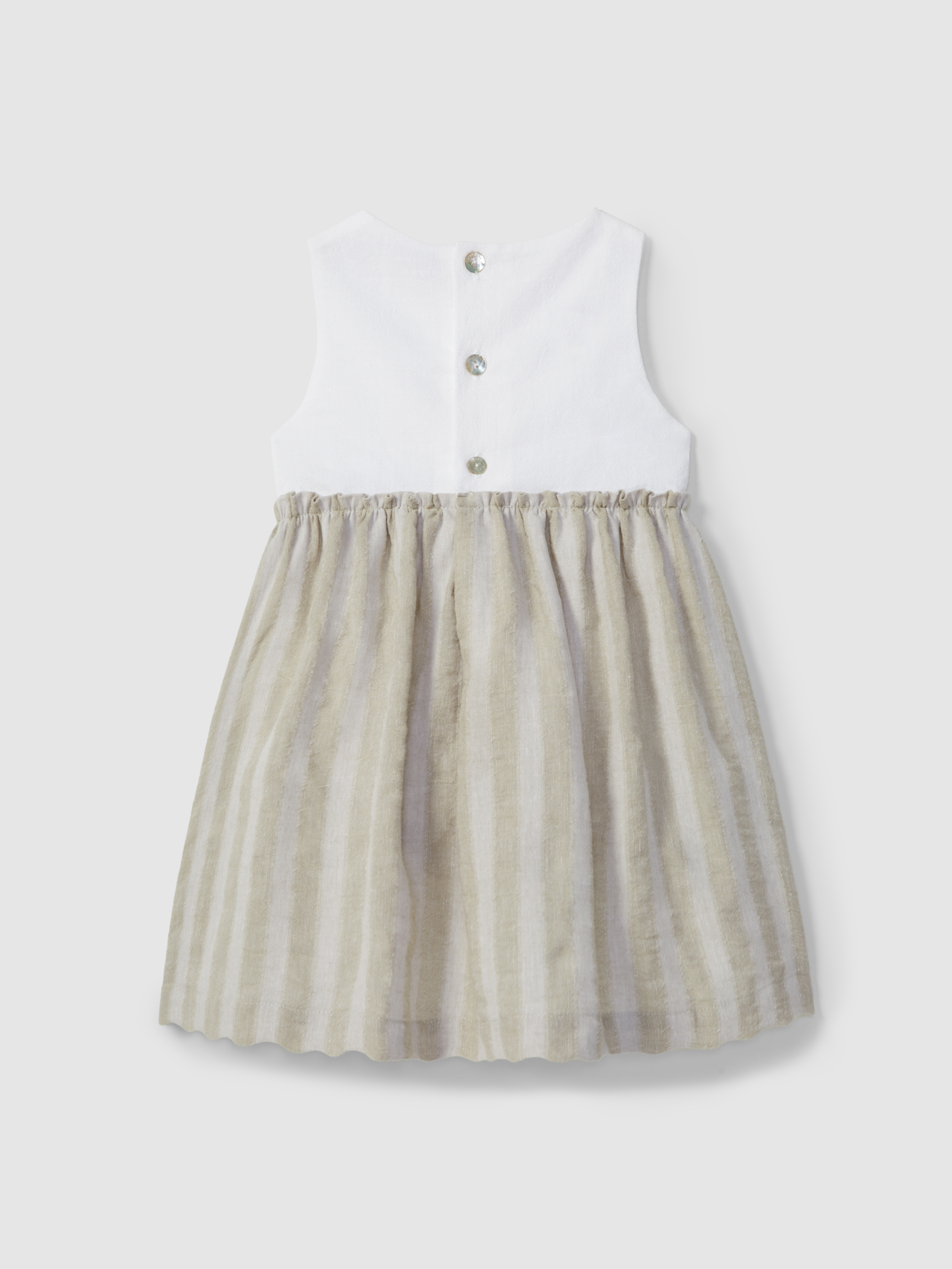 Vestido lino con aspecto natural y detalle en ganchillo