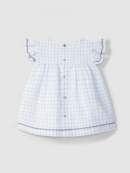 Vestido com bordado ponto de cruz em quadricula Vestido com bordado ponto de cruz em quadricula