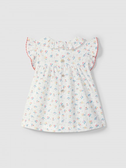 Dress floral print with ruffled collar Dress floral print with ruffled collar