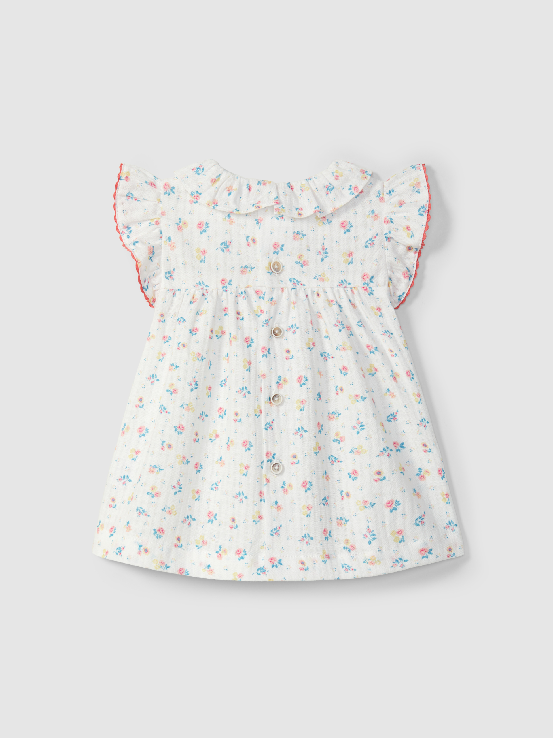 Dress floral print with ruffled collar