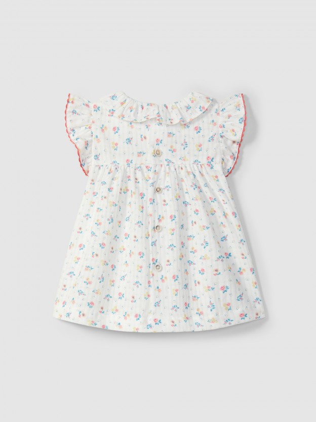 Dress floral print with ruffled collar Dress floral print with ruffled collar