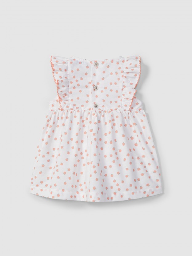 Dress printed with contrast colour details Dress printed with contrast colour details