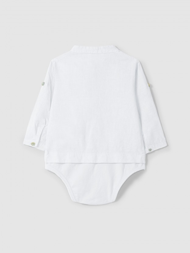 Body-camisa gola mao em linho Body-camisa gola mao em linho